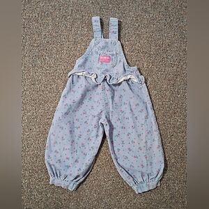 Vintage OshKosh B'gosh Blue Floral Kids Overalls 2T
